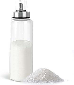 Loscarol Sugar Dispenser with Pour Spout & Lid, 17 oz Glass Sugar Shaker Jar for Coffee Bar,Tea & Baking, Commercial Quality Sealed Sugar Container for Sugar, Honey, Syrup for Home Kitchen