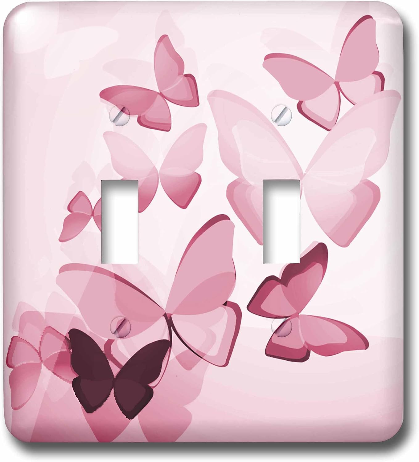 3dRose LLC lsp_101506_2 Pretty Pink Transparent Butterflies Double Toggle Switch