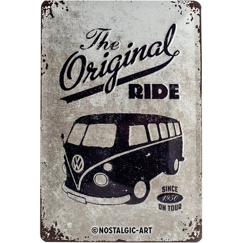 Nostalgic-Art VW Bulli The Original Ride Placa Decorativa, Metal, Gris
