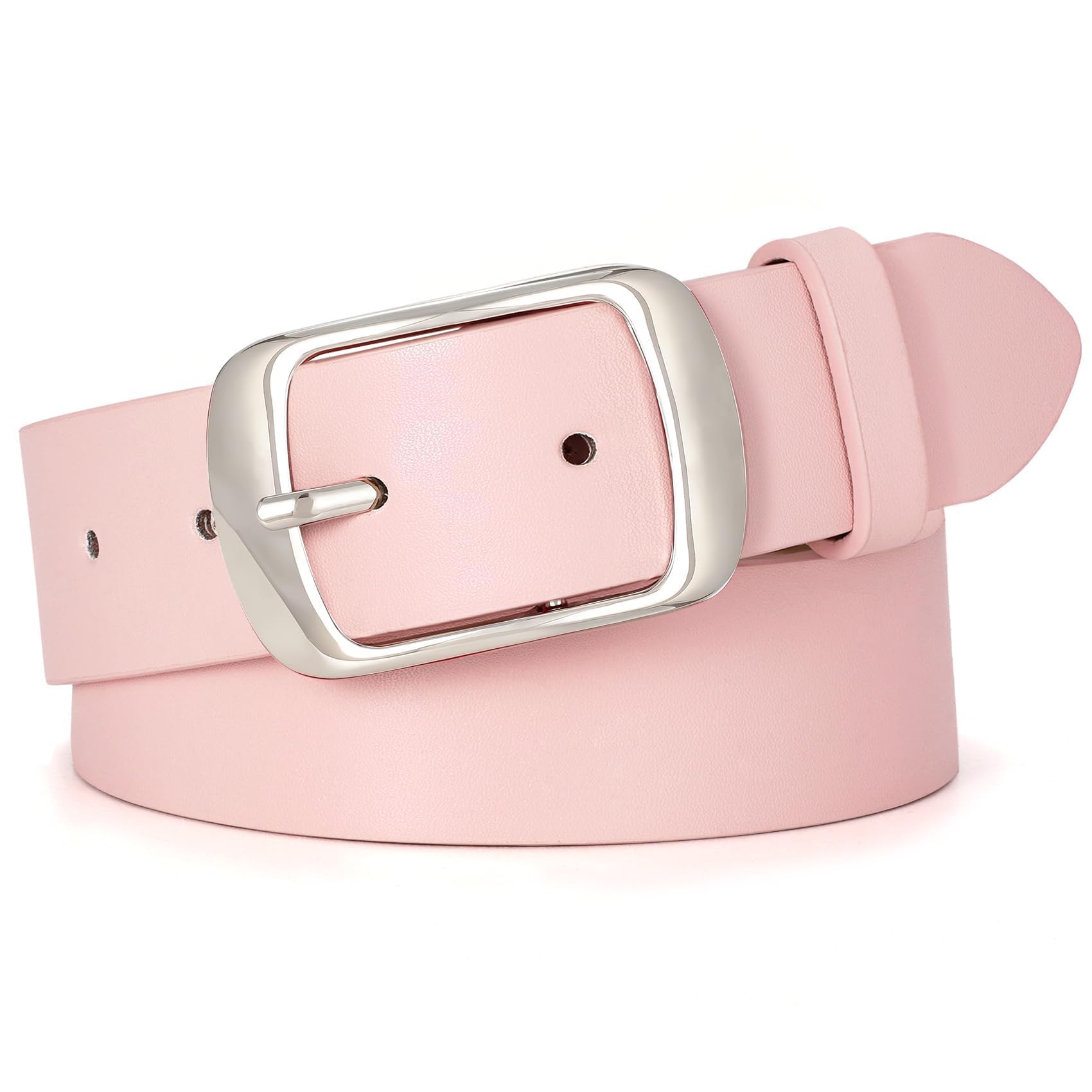 WHIPPY Women Leather Belts for Jeans Pants Fashion Dress Belt for Women with Solid Pin Buckle