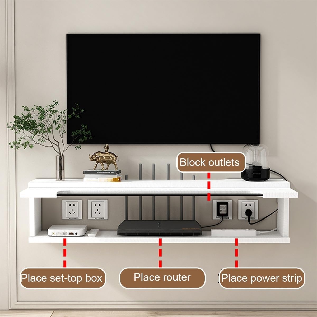 mobile TV Console multimediale moderna a parete con supporto TV galleggiante con spazio for camera da letto, soggiorno con spazio for riporre gli oggetti(Gray,100 * 15 * 21cm)