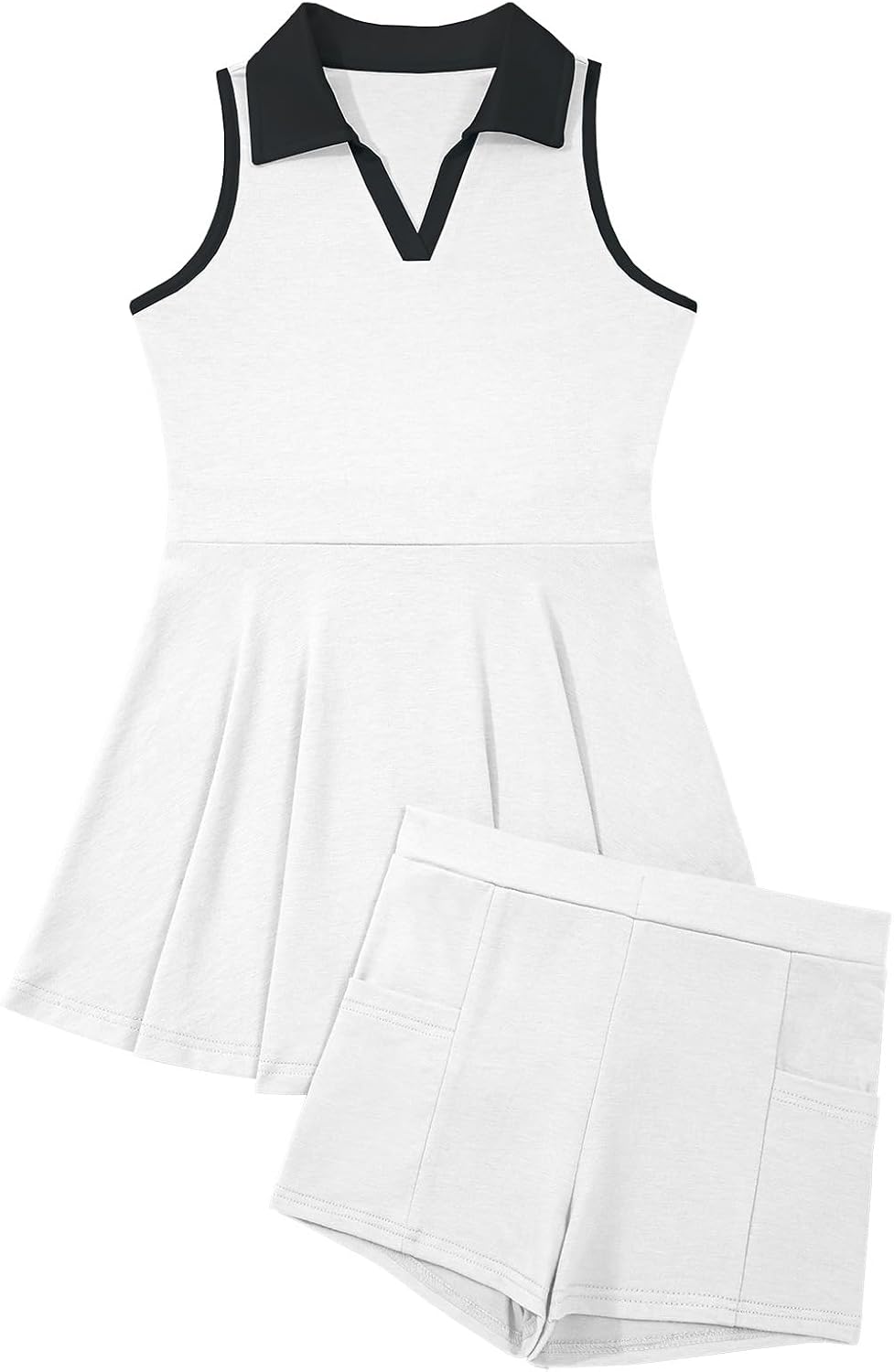 blibean Girls Summer Dress Two Piece Tennis Outfits with Pockets Shorts Size 6-15 Years