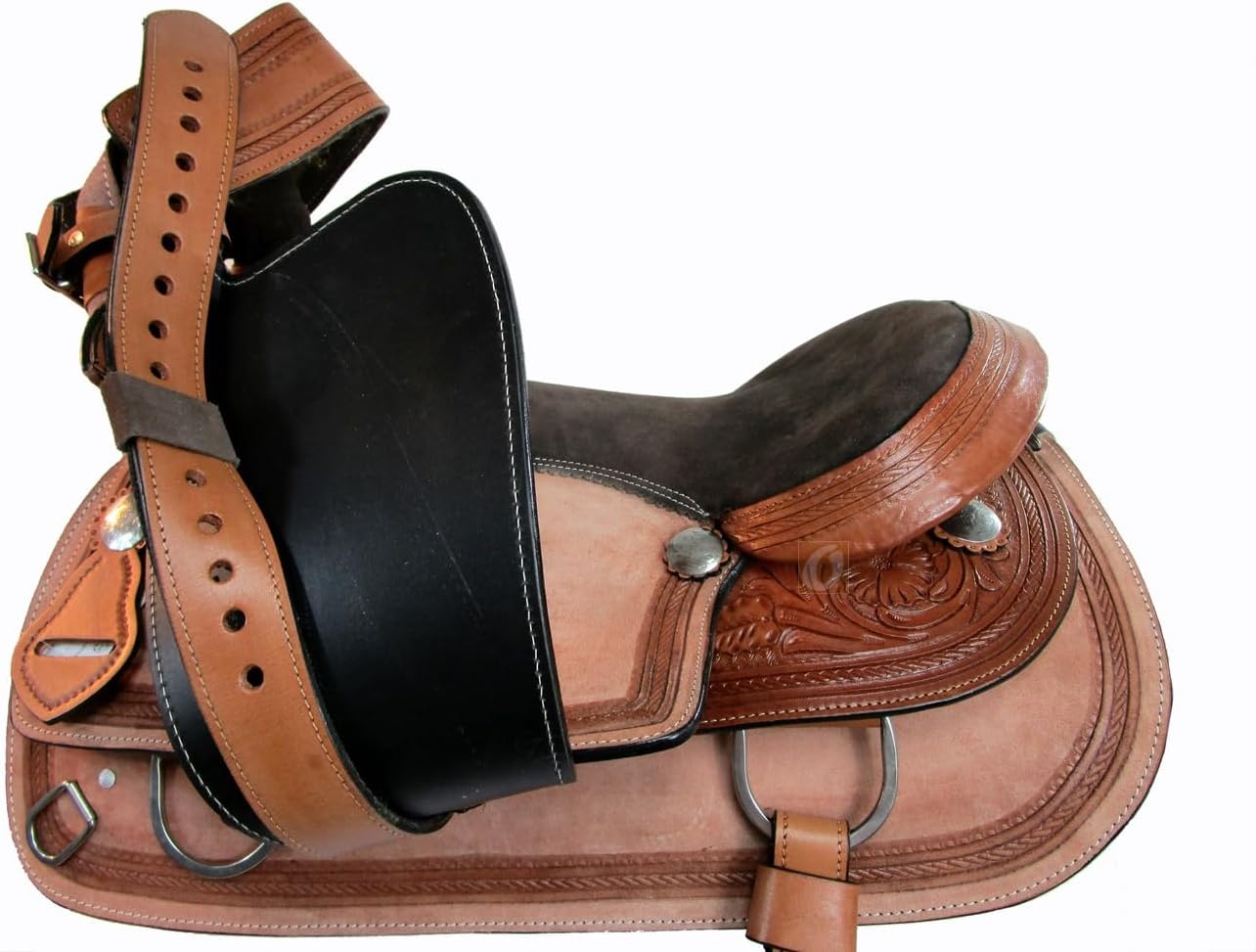 Western Cowboy Saddle 15 16 17 Horse Trail Pleasure Floral Tooled Leather Tack FQHB