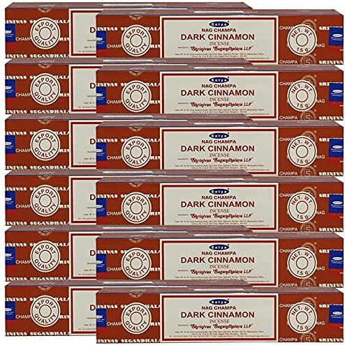 Nag Champa Dark Cinnamon Incense Sticks Meditation and Enlightenment-Worship Temple 12 Packs x 15 grm (180 grm)…