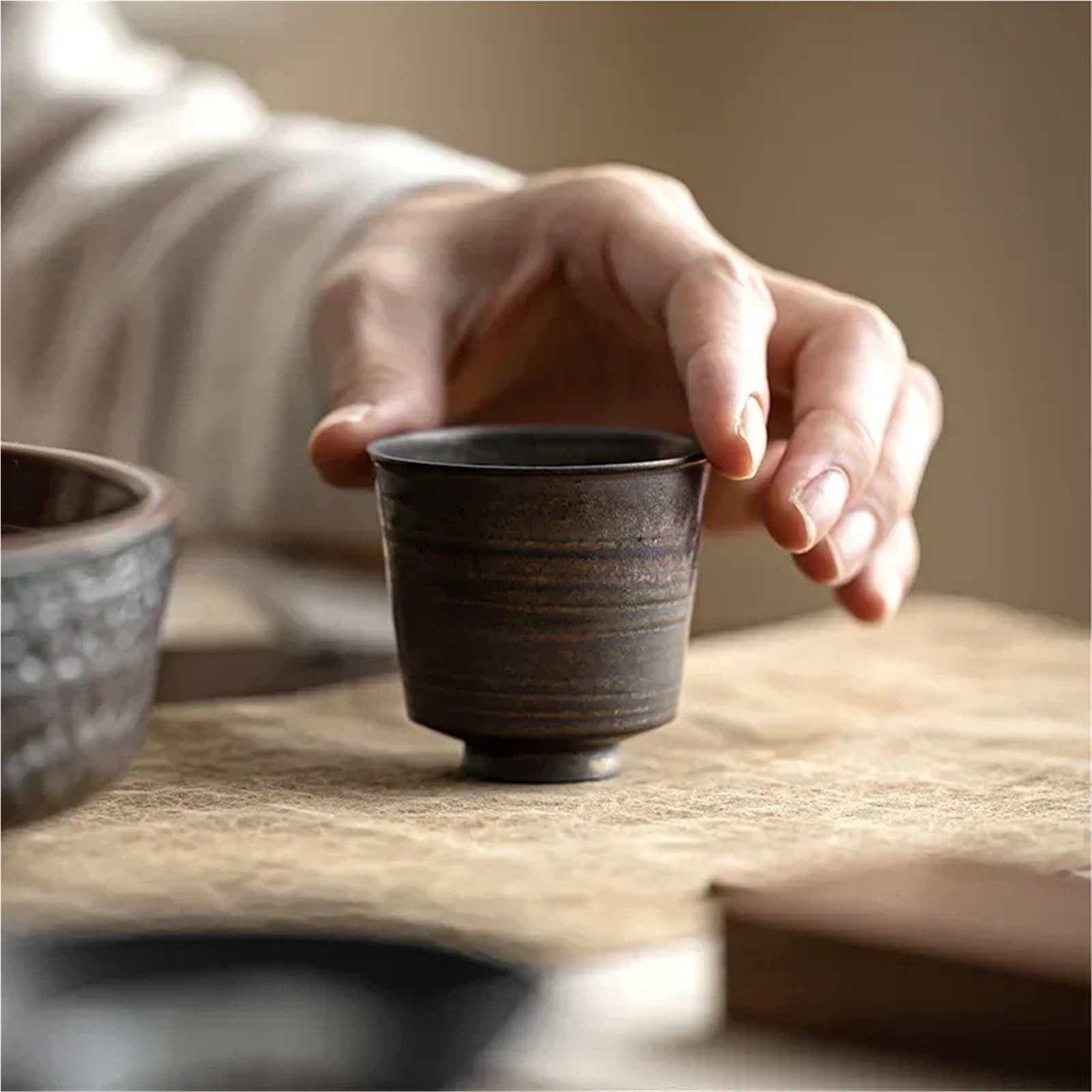 Taza infusora de té, 1 taza de té esmaltada dorada hecha a mano con cáscara de huevo, taza maestra para hacer té, tazas de té Kung Fu de cerámica japonesa (taza de té A-80 ml)