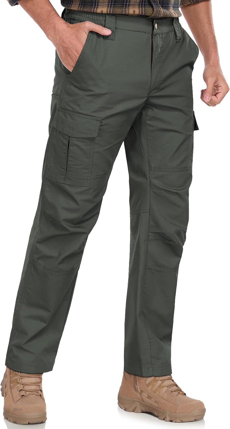 Mens Cargo Work Pants Durable Ripstop Tactical Pants with 7 Pockets Outdoor Water Resistant Hiking Woking Construction Pants - Image 2