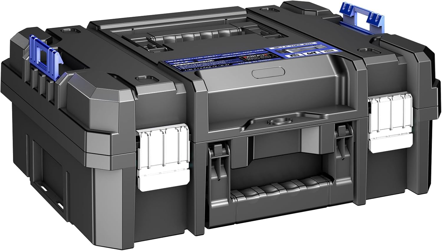 18 Inch Tool Box with Double Drawers | AIRAJ Stackable Modular Tool Organizer Box Storage System | Garage Storage | Home Repair | Professional Use | (SC1-B)