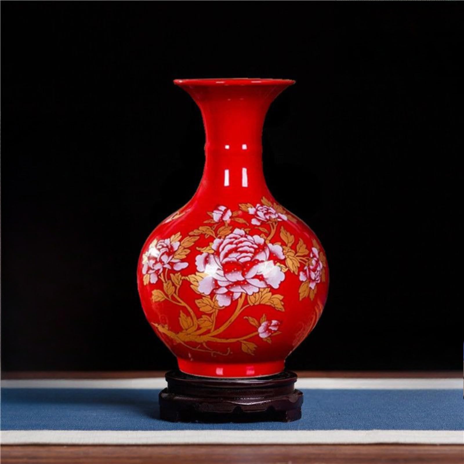 Vase pivoine en céramique hauteur 22,5 cm un cadeau de style chinois unique