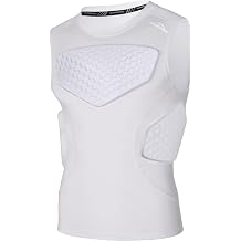 COOLOMG Adult Mens Padded Football Shirt Rib Chest Protector Undershirt