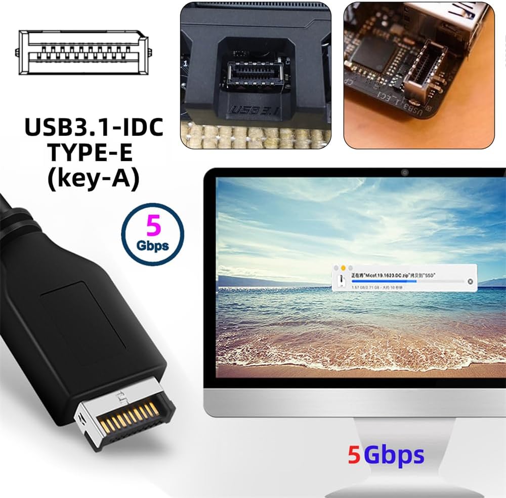 xiwai Dual Ports USB 3.0 19/20Pin Female Header Splitter to Type-E Cable or 19/20Pin PCBA Type Adapter Splitter HUB 5Gbps