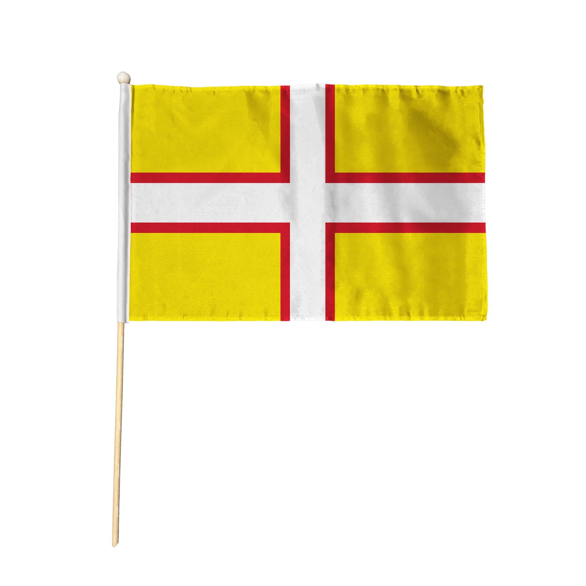 Flagtex Dorset New Pack of 6 Hand Waving Flag (18x12 Inch Large) - Premium Wooden Stick Hand Flag Big Size Natural Wood Pole Dorset County Flag Current Design Events Parades — image 1
