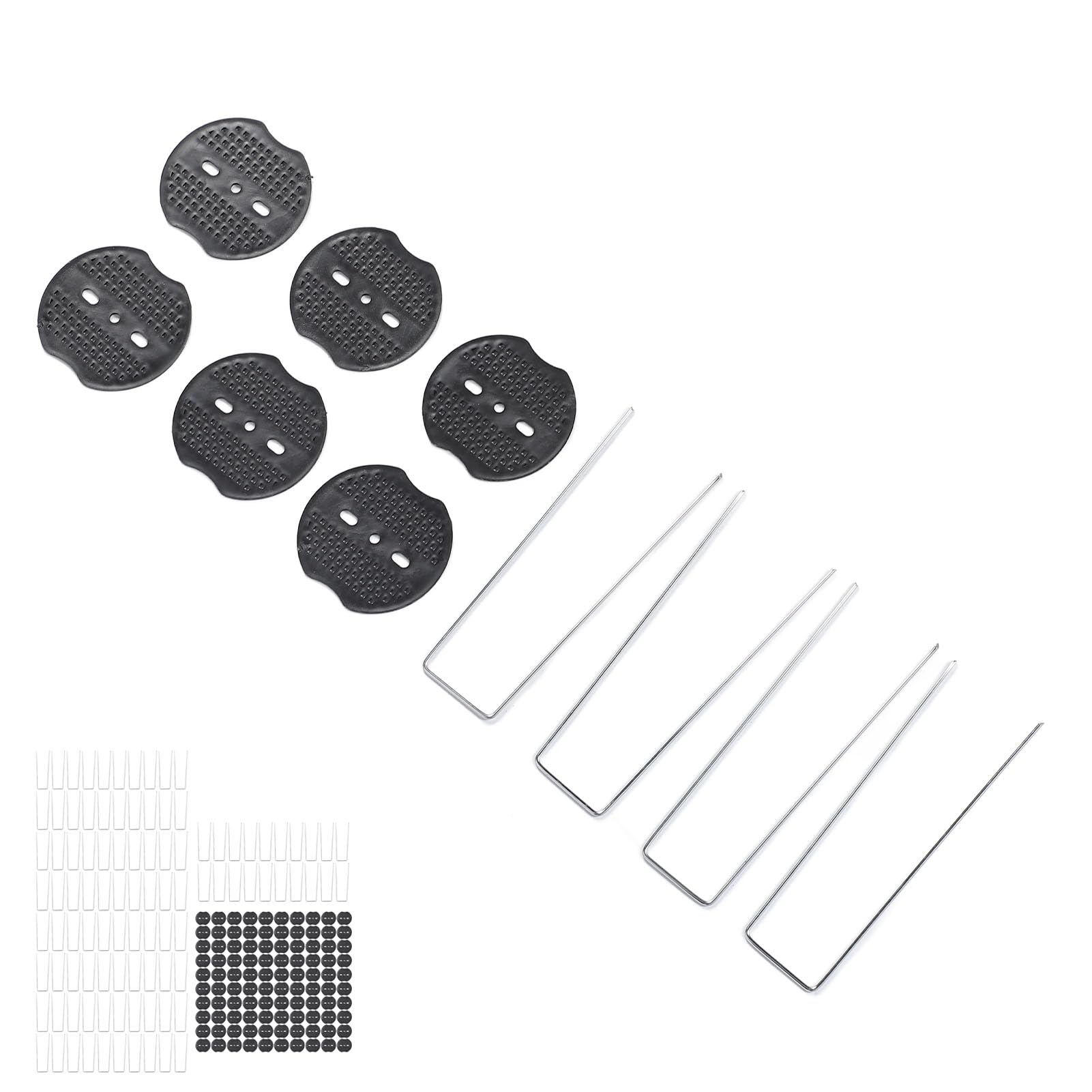 Jiawu Landscape, 100 Pcs 6 Inch U Shaped Pins Landscape Pins, Anti Galvanized Iron Garden with Plastic Washer for Securing Lawn Fabric Barrier