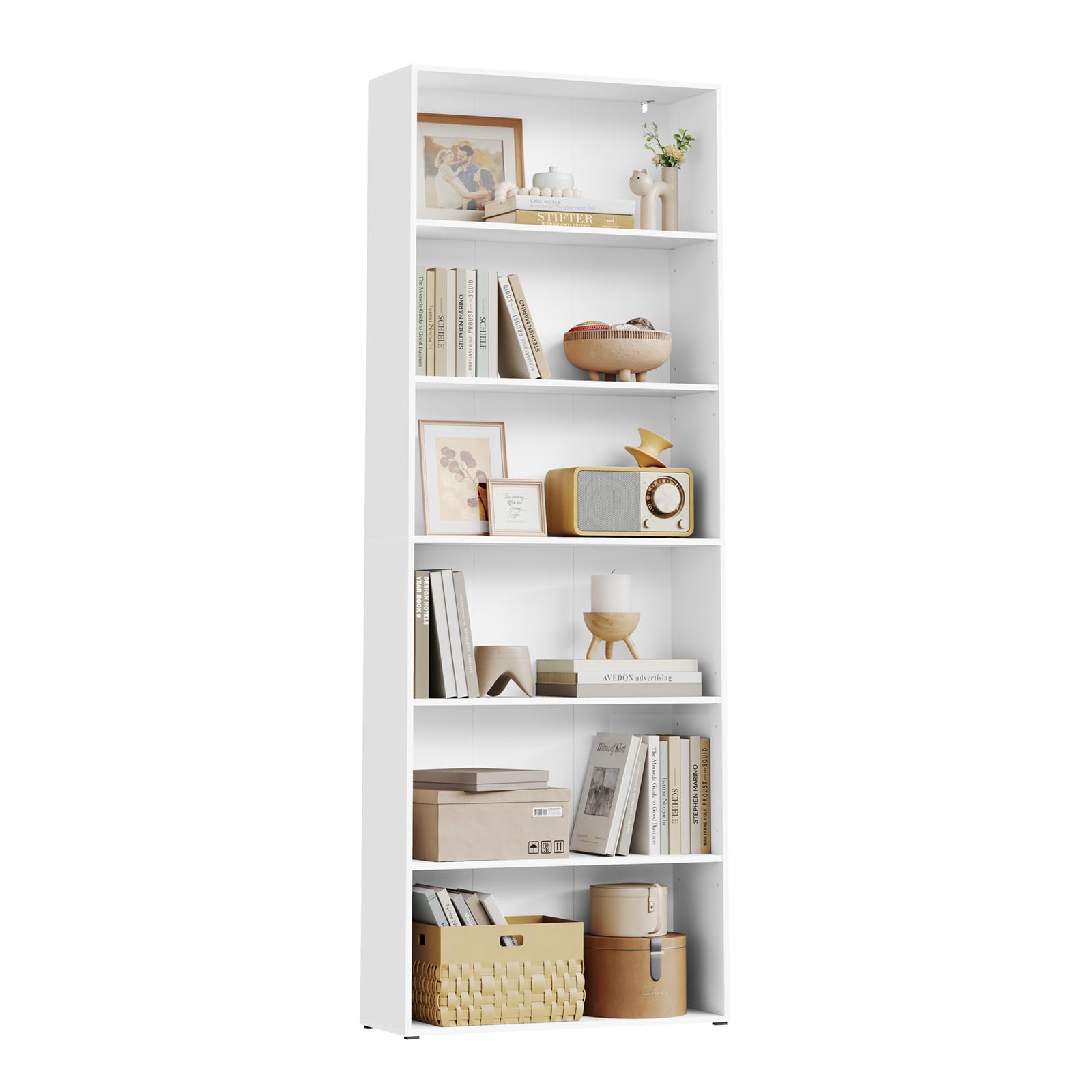 WOLTU Libreria, scaffale con 6 ripiani regolabili, scaffale aperto, divisorio in piedi, per soggiorno, ufficio, camera da letto, 60 x 180 x 23,5 cm, bianco, SK052ws