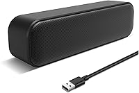 Vista 1 de Altavoz USB para computadora de escritorio, alimentado por USB, Plug and Play, barra de sonido portátil Mini PC altavoz para computadora de Negro