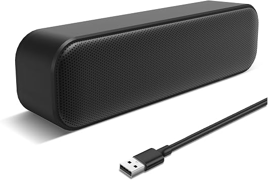 USB Computer Speaker for Desktop, USB Powered, Plug and Play, Soundbar Portable Mini PC Speaker for Desktop Computer and Windows PCsBlack