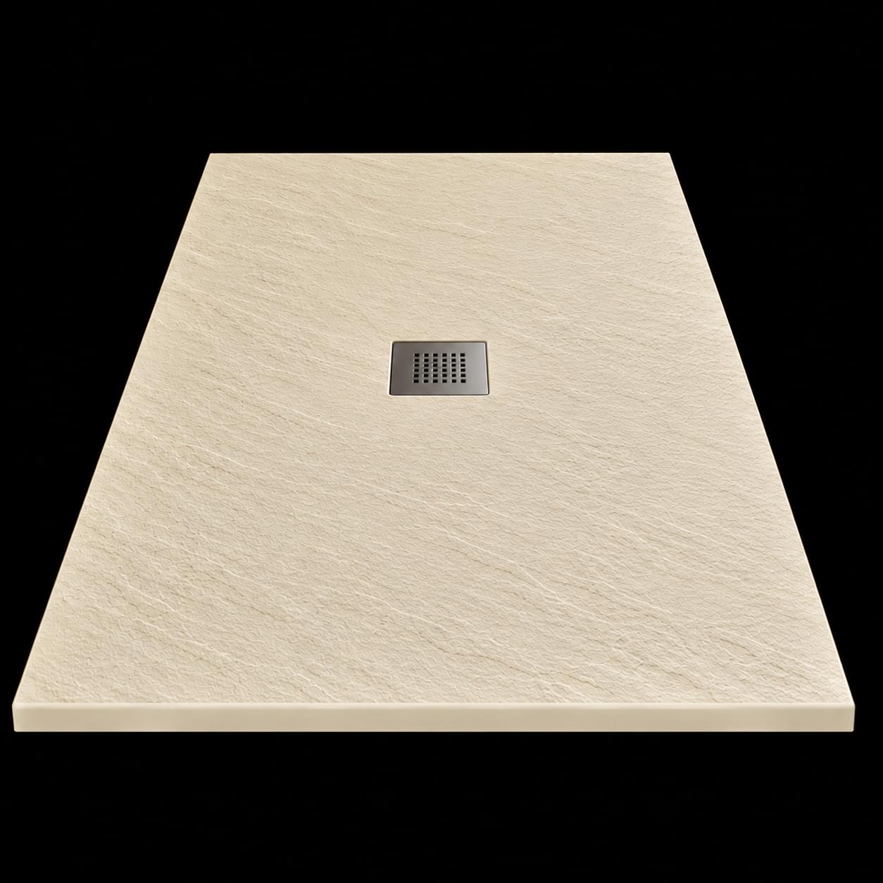 Brodzik prysznicowy 240 x 75 cm Jasna kość słoniowa RAL 1015 linia wulkanu z centralnym odpływem, łącznie z kołkiem, grubość 3 cm