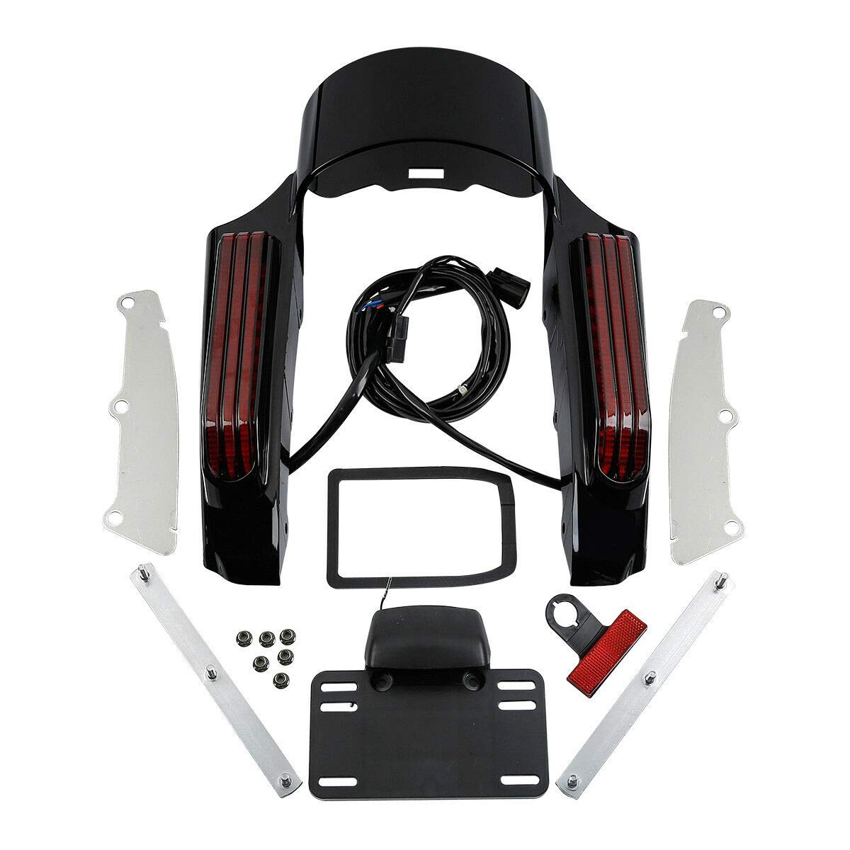 Green-L Rear Fender Fascia Kit with LED Running Brake Signal Light Red Lens Fit for Harley Electra Glide Ultra 2014-2024