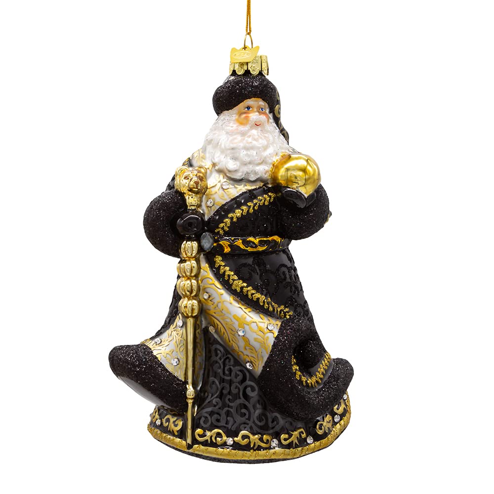Père Noël en verre Kurt Adler Bellissimo, une suspension haut de gamme de 17,8 cm