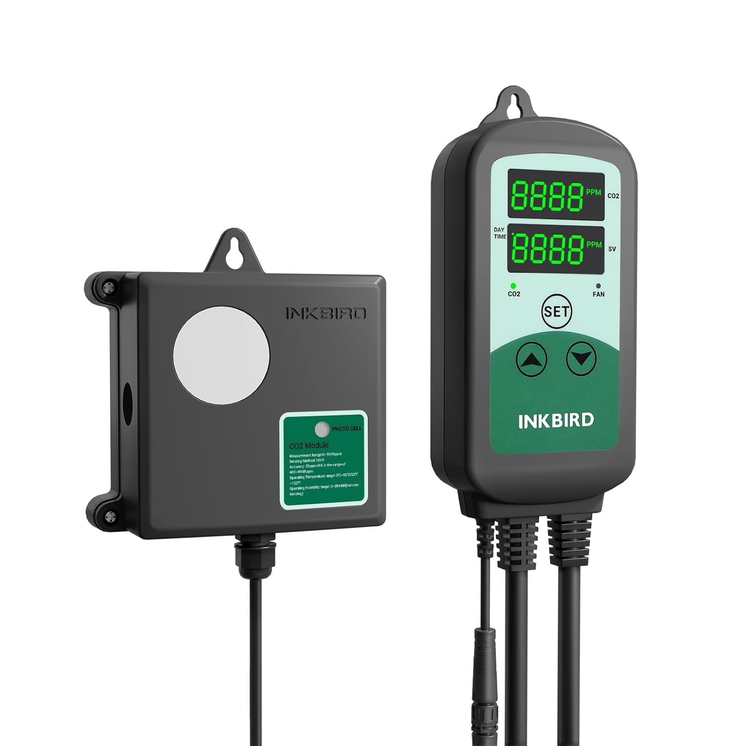 Inkbird ICC-510 CO2 Controller CO2 Meter Dual Plug Carbon Dioxide Controller Fit with CO2 Regulator and Inline Exhaust
