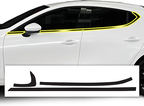 BOGAR TECH DESIGNS for Mazda 3 Hatchback 2019-2026 Side Window Chrome Delete Precut Vinyl Trim Overlay, Gloss Black Blackout Appearance