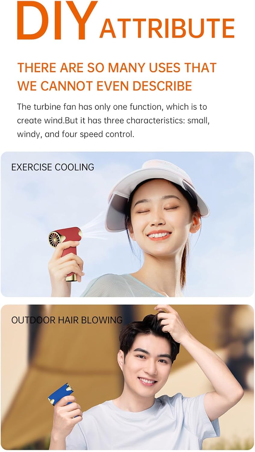 Outdoor BBQ Air Fan Electric Bellows with 4 Wind Levels and 3600mAh Battery Rechargeable
