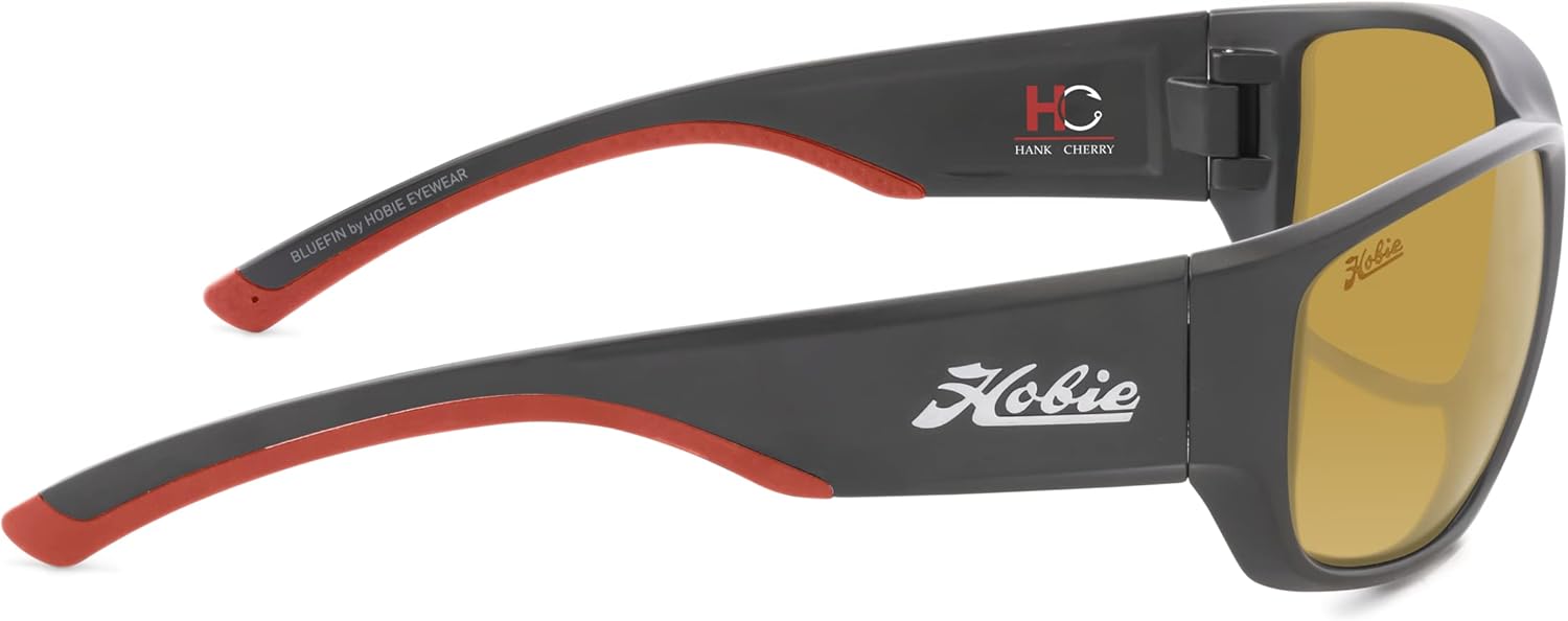 Hobie - Bluefin Float Polarized Sunglasses - Outdoor Sunglasses with HydroClean Lenses for Men and Women - Sightmaster Lenses/Hank Cherry Satin Black & Red Frame