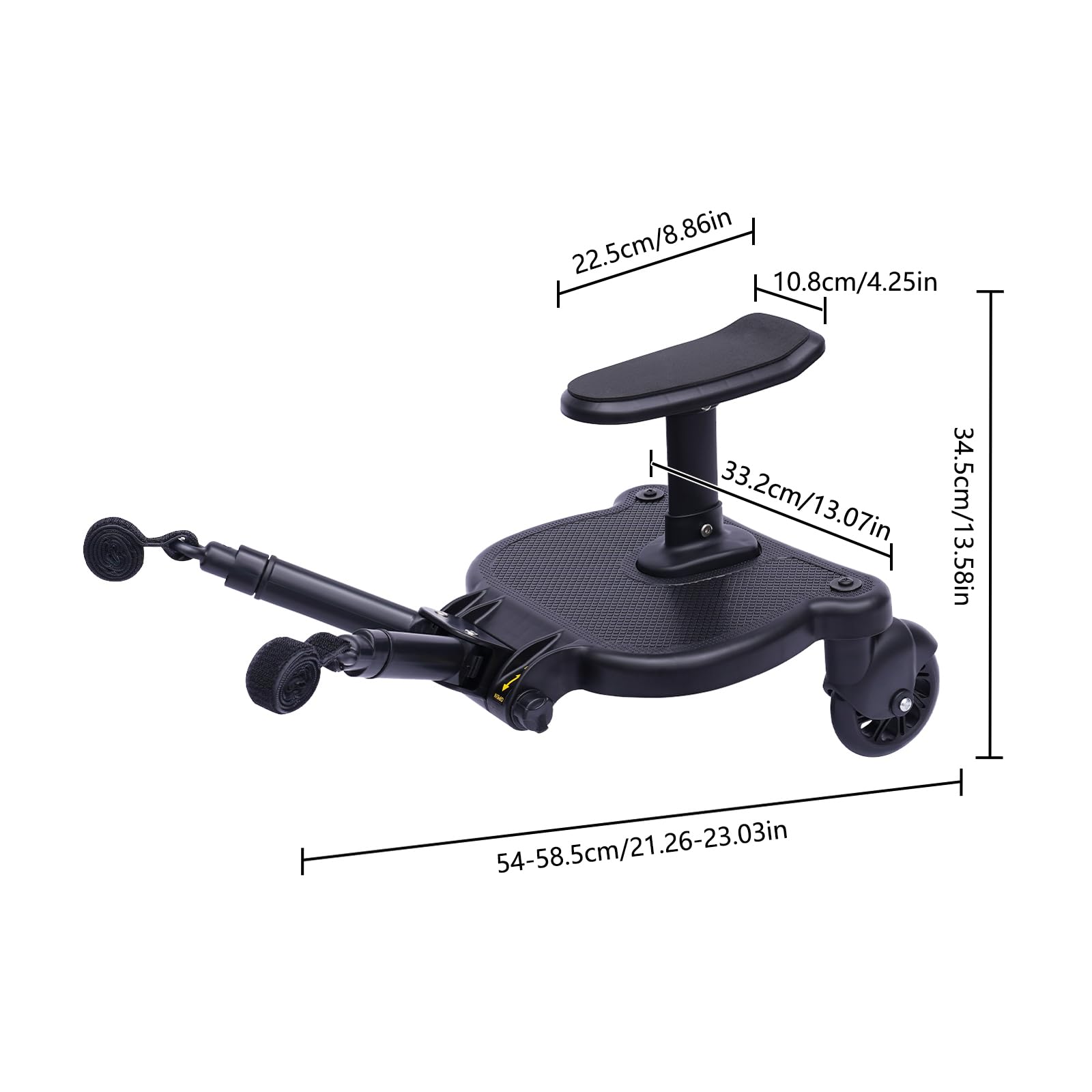 Skateboard Universal para Cochecito de Bebé – Tabla con Asiento Desmontable 25kg, Plataforma Plegable