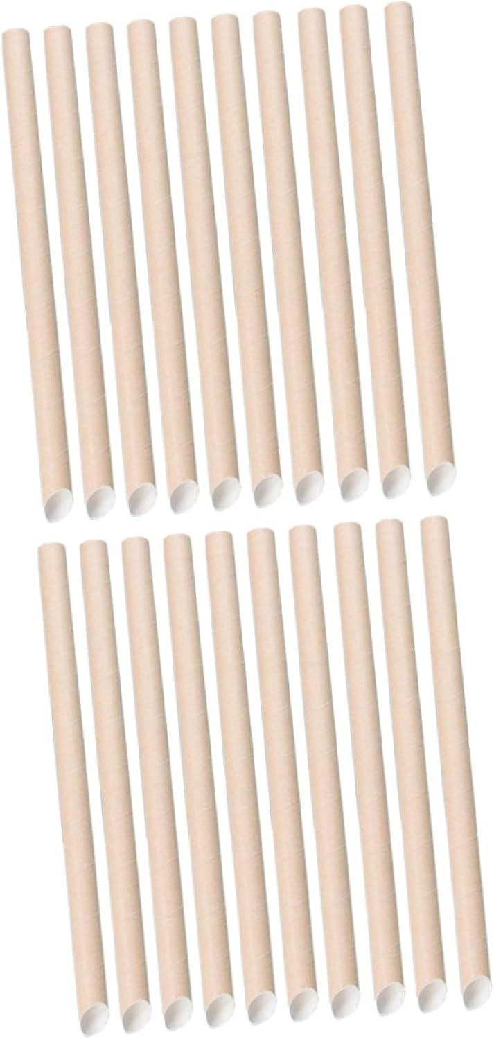 Disposable Paper Beverage Straws 100 Pack 12x200mm Pulp Milk Tea Straws with Independent Packaging for Household and Store Use