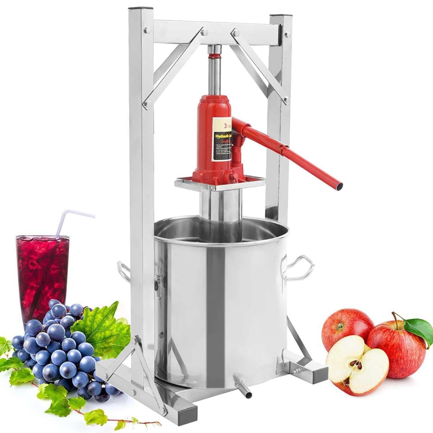 MYUYEE Fruit Press, Stainless Steel, Juicer Hand Squeezer, Grape Berry Vegetables Crusher Making, For Outdoor, Kitchen (22L)