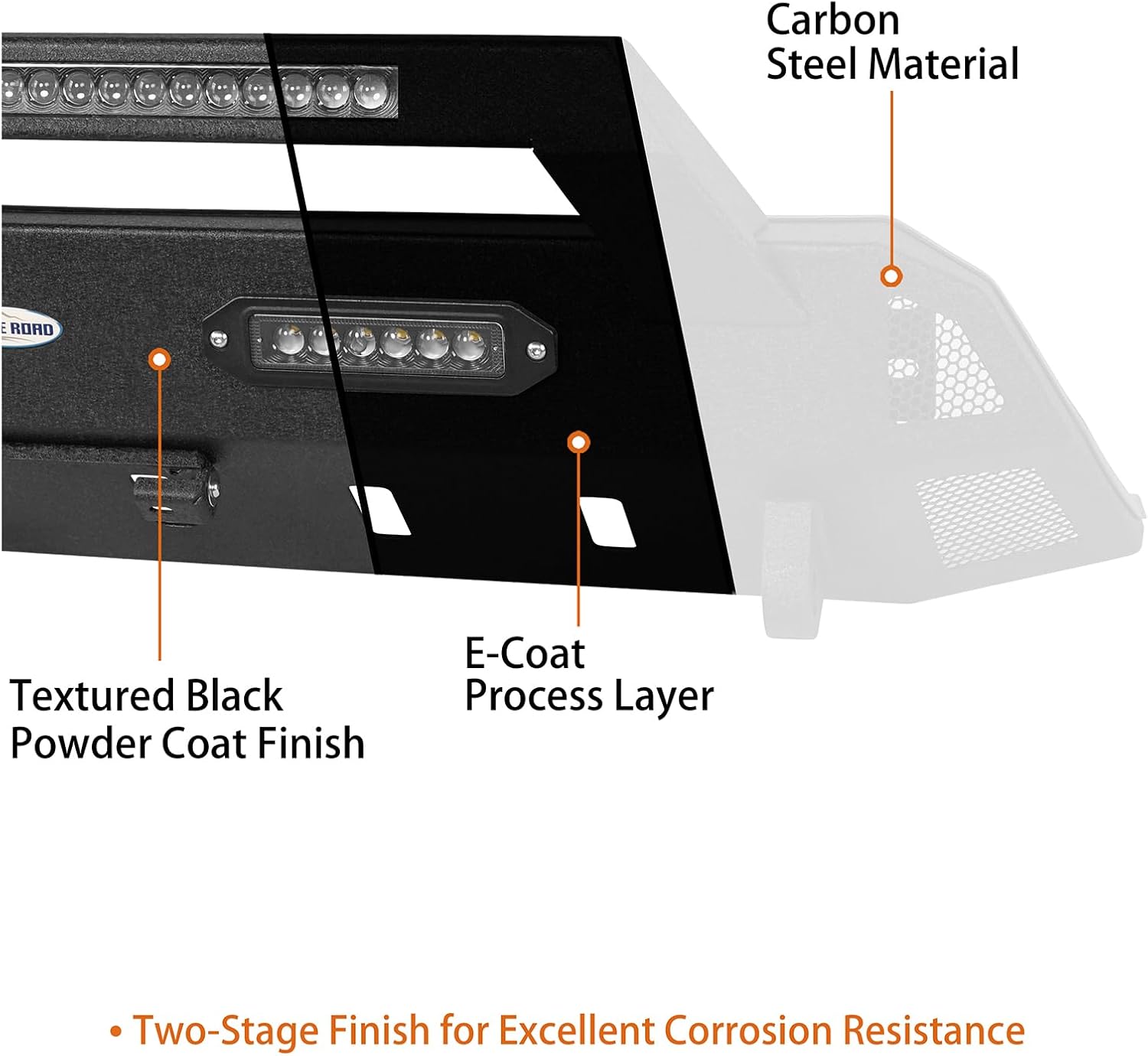 Hooke Road Tacoma Stubby Sharp Front Bumper for 2016-2023 Toyota Tacoma 3rd Gen Truck, Solid Steel Bumper with LED Lights and D-Ring Mounts