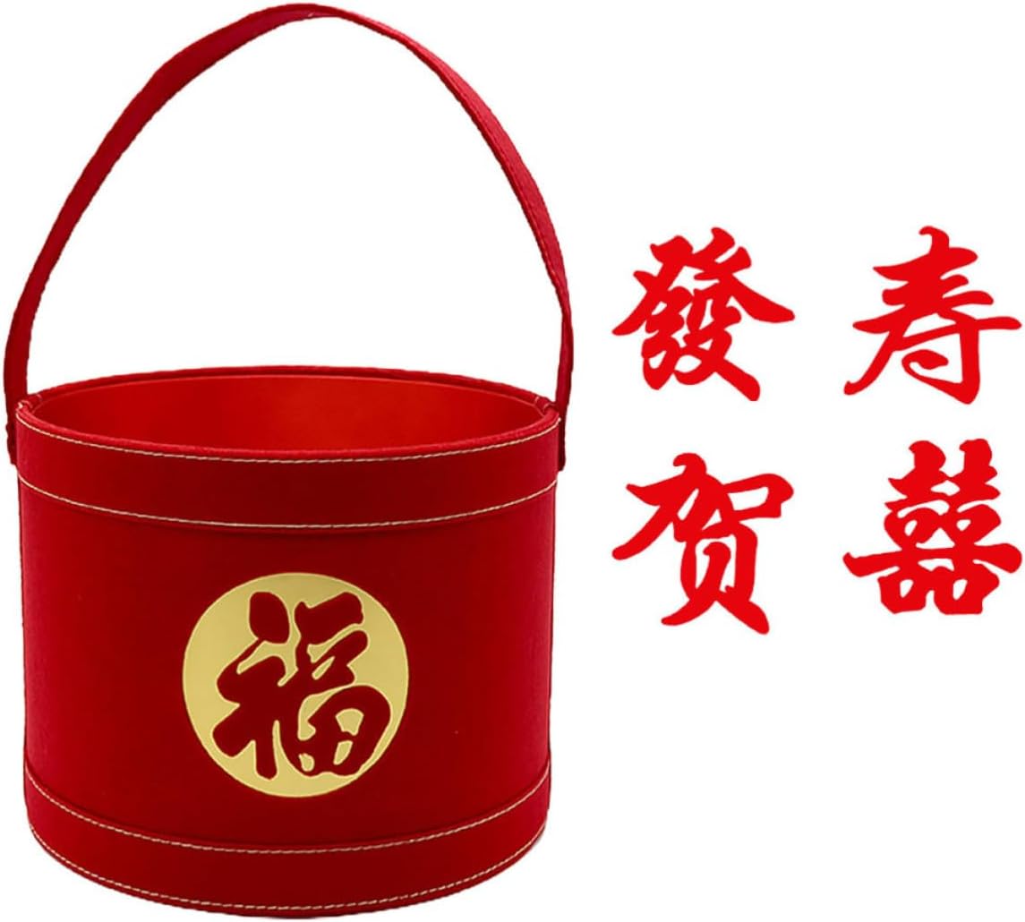 Red Flower Container Decor Xmas Chinese Lunar New Year Decorations
