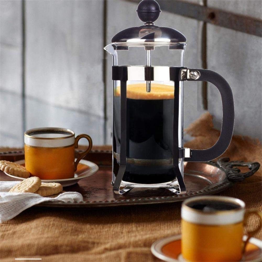 French Press Fabricante de café con Filtro de Acero Inoxidable, Mango Grande y cómodo y Protector de Vidrio Duradero