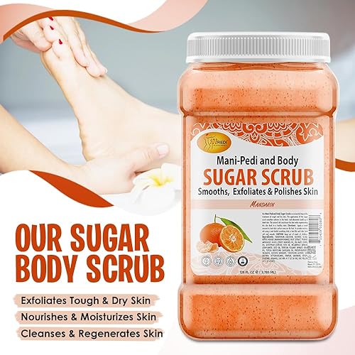 Miniatura 7 de SPA REDI - Exfoliante corporal de azúcar, mandarina, 128 onzas, exfoliante, hidratante, hidratante y nutritiva, resplandeciente, pulido, piel suave