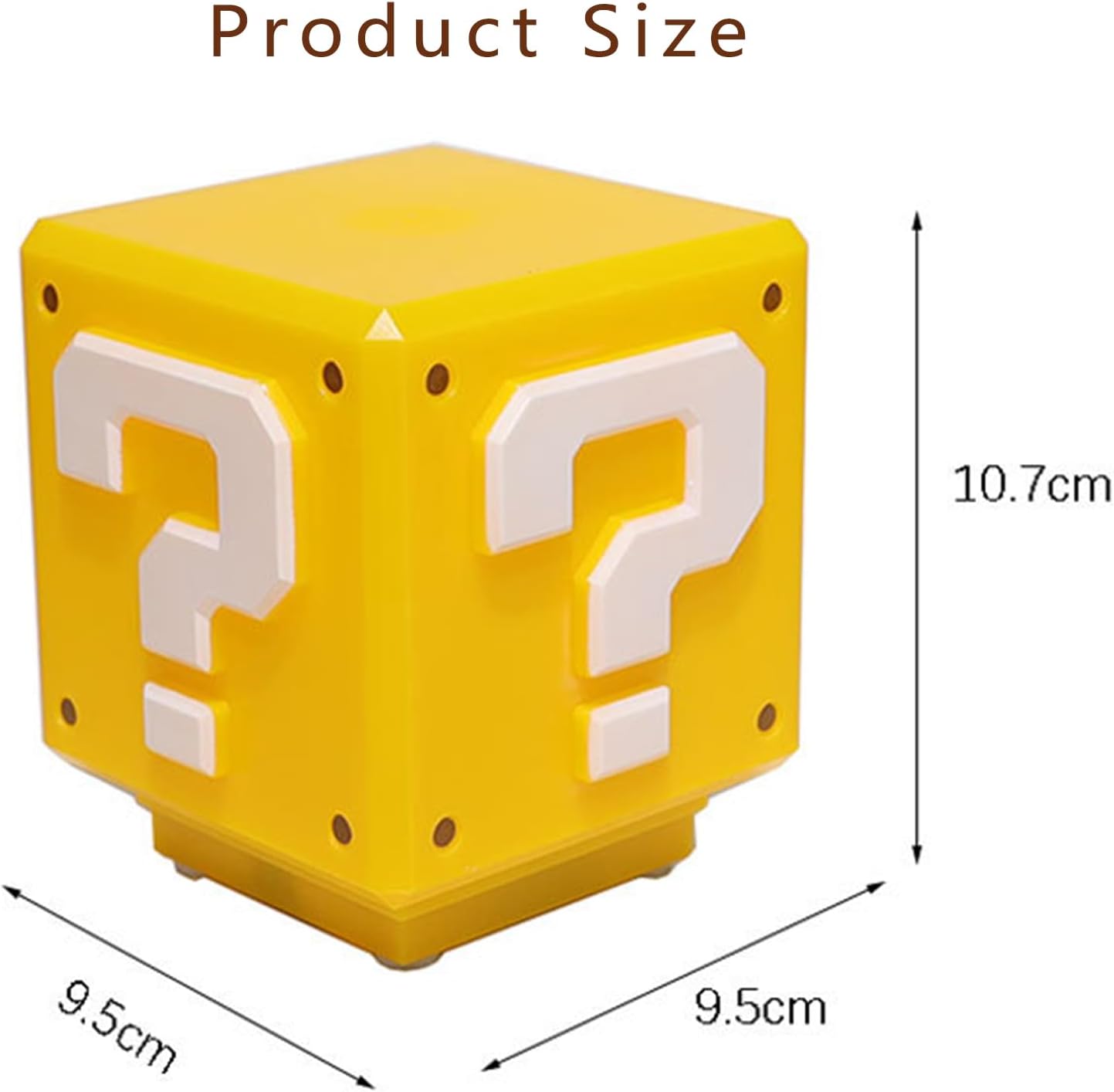 Super Bros Question Block Lamp,Square LED Night Light with USB Cable,Table Lamp with Play Game Coin Sound Effect,Bedside Lamp Decor Toy Gift for Boy Girls