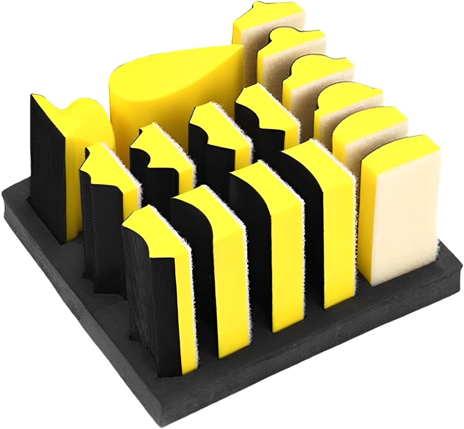 Woodworking Sanding Pad Set, 16 Pcs, with Hand Sanding Block for Furniture Refinishing, Edge and Polishing
