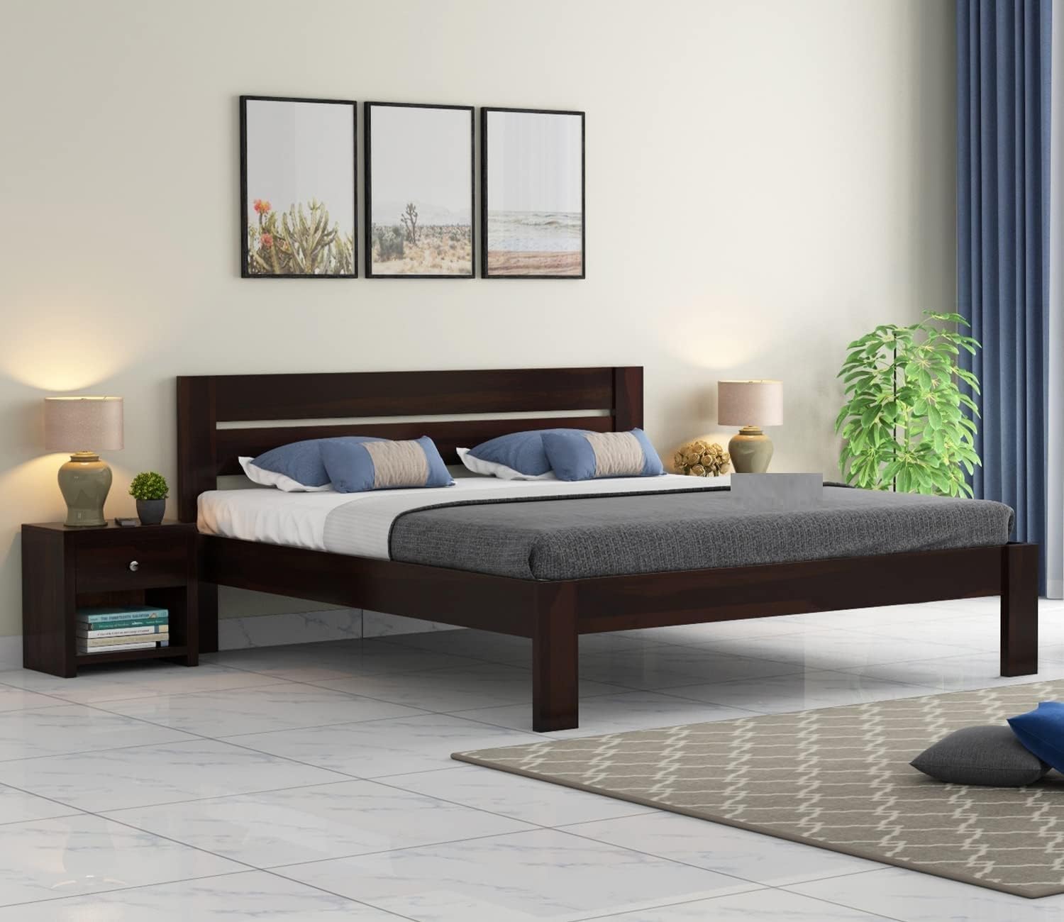 Ferrovilla Marinus Queen Size Sheesham Wood Bed for Bedroom with 2 Years Warranty-image-2