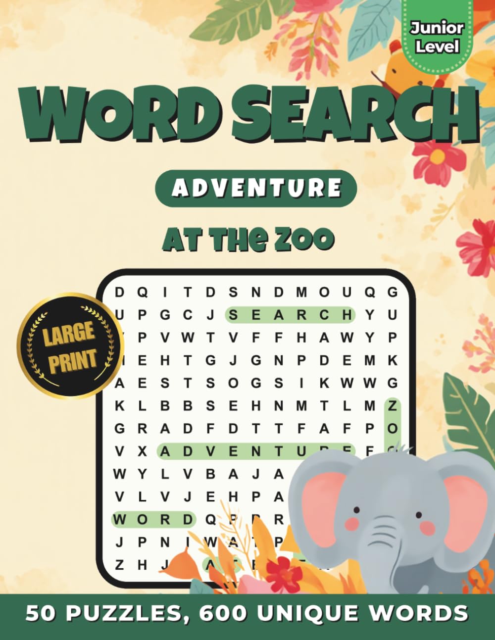 Word Search Adventure: At the Zoo: 50 Puzzles & 600 Words | Large Print Word Finds for Kids