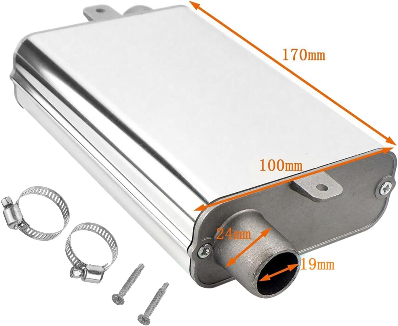 24mm Diesel Heater Exhaust Muffler Parking Air Heater Muffler Silencer Generator Exhaust Muffler Kit with Clamp Fits For Eberspacher Webasto Air Heater, for Chinese Diesel Heater