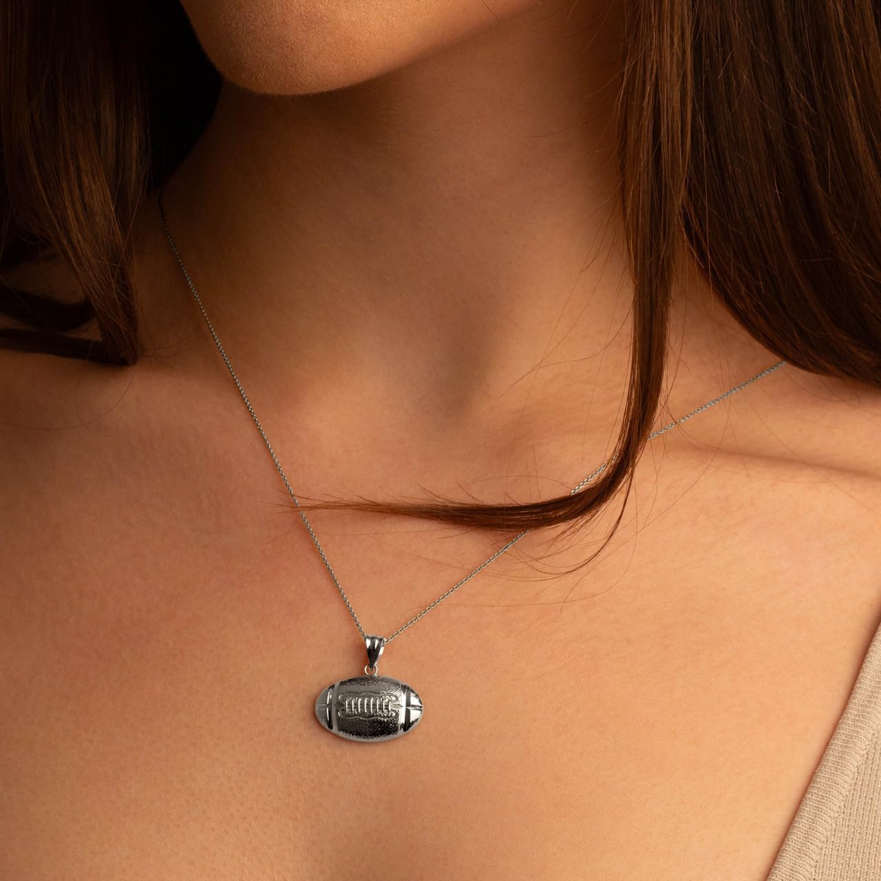 Claddagh Gold .925 Sterling Silver Football Sports Necklace | Choice of Chain Length or Charm Only - Image 3