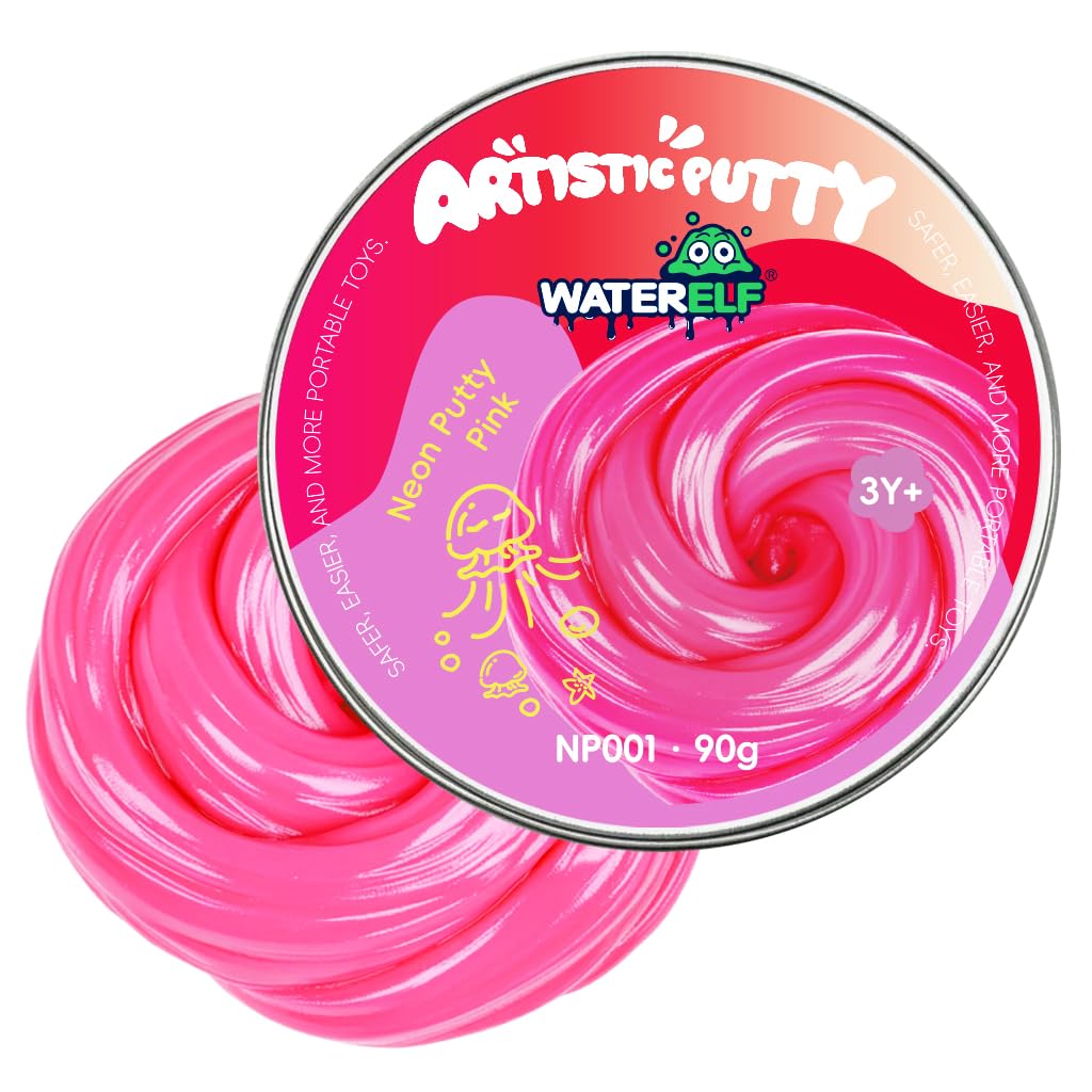 WATERELF Play Putty Slime for Kids, Fidget Sensory Artistic Therapy Putty Toys for Boys Girls Adults, Stress Relief Non-Sticky, 3.11 Inch 3.2 Oz – Pink