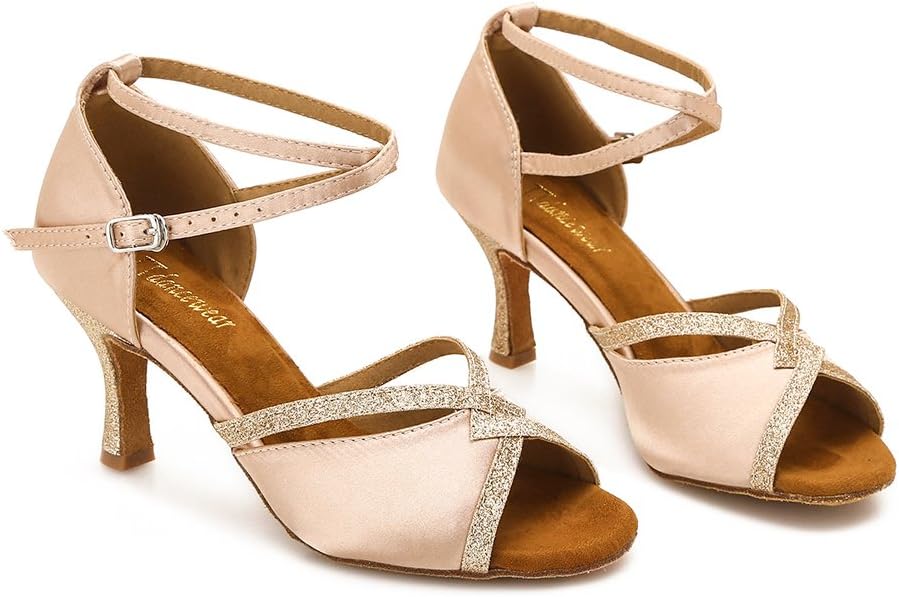 TTdancewear Women Ballroom Dance Shoes Latin Salsa Bachata Performance Sparkly Dance Dancing Shoes - Image 4