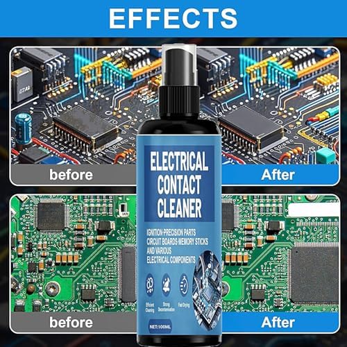 Electrical Contact Cleaner - 100ml Fast Drying Deep Cleaning - Gentle Electrical Contact Cleaner Spray,for PC Desktop Sensor Electronics Appliances Plugs Relay Connector - 4