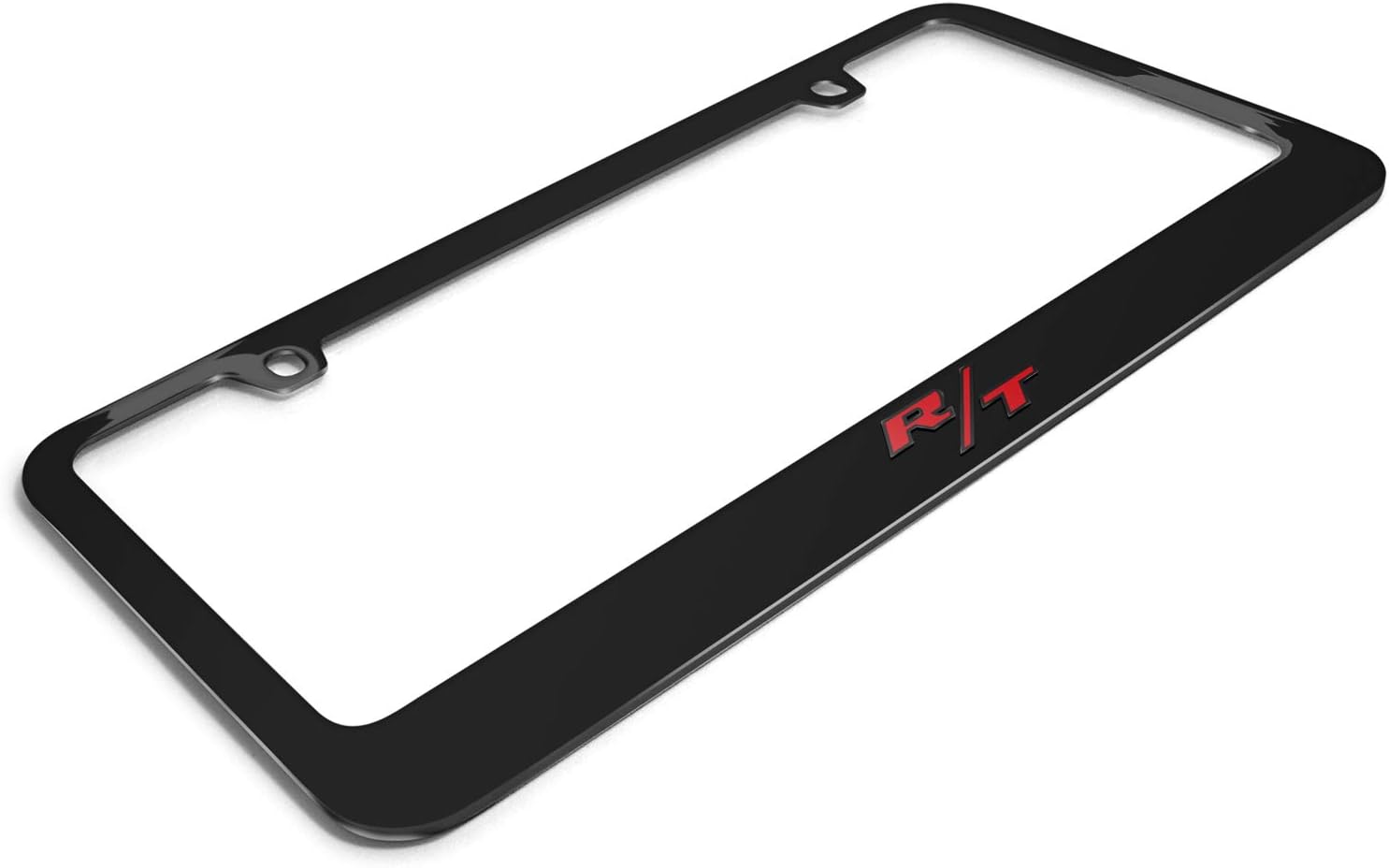 iPick Image Made for Dodge R/T Logo in 3D Dark Gray Letters on Black Metal License Plate Frame