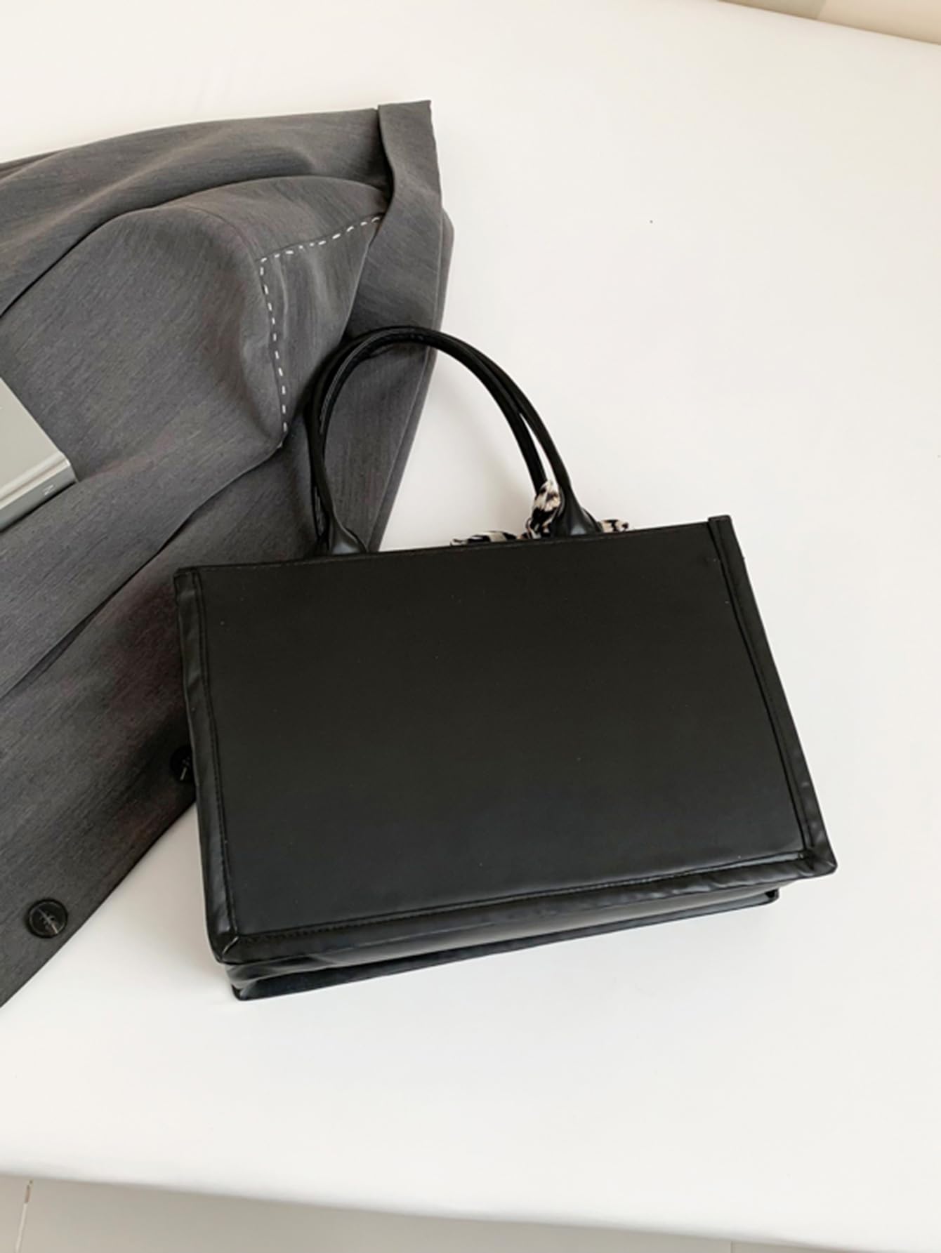 RoseSeek Women's Leopard Letter Graphic Handbag Large Capacity Top Handle Square Tote Bags Brown One Size