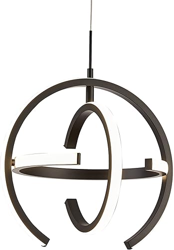 Kinglong Candelabro LED moderno negro, lámpara colgante redonda de 4000 K para comedor, cocina, isla, dormitorio, sala de estar, vestíbulo, escalera