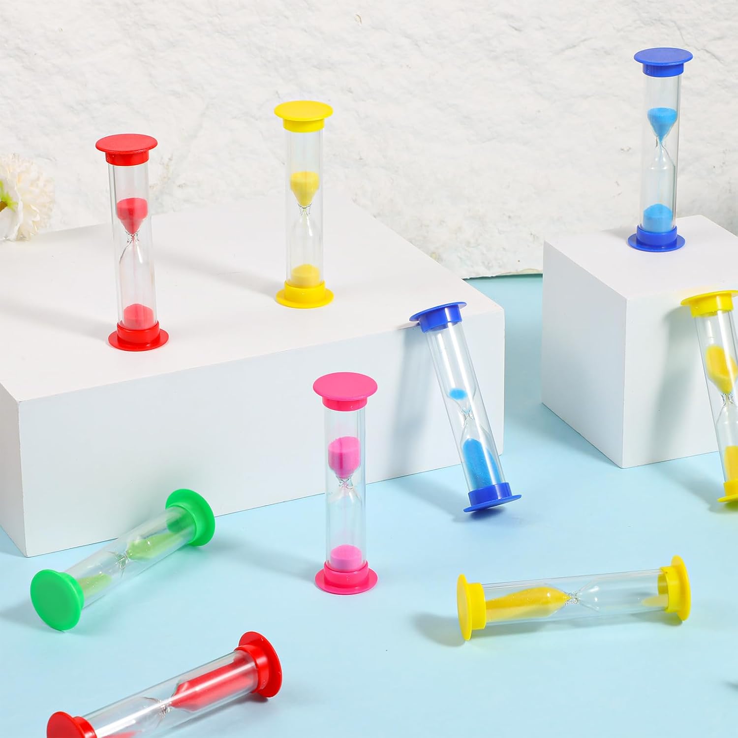 50 Pcs 2 Minute Sand Timer for Kids, 2 Minute Sand Timer, Mini Hourglass Bulk Sands Clock Timers Hourglass Sandglass Clock, Countdown Bulk Set Timers in Kitchen Games Office (Colorful)