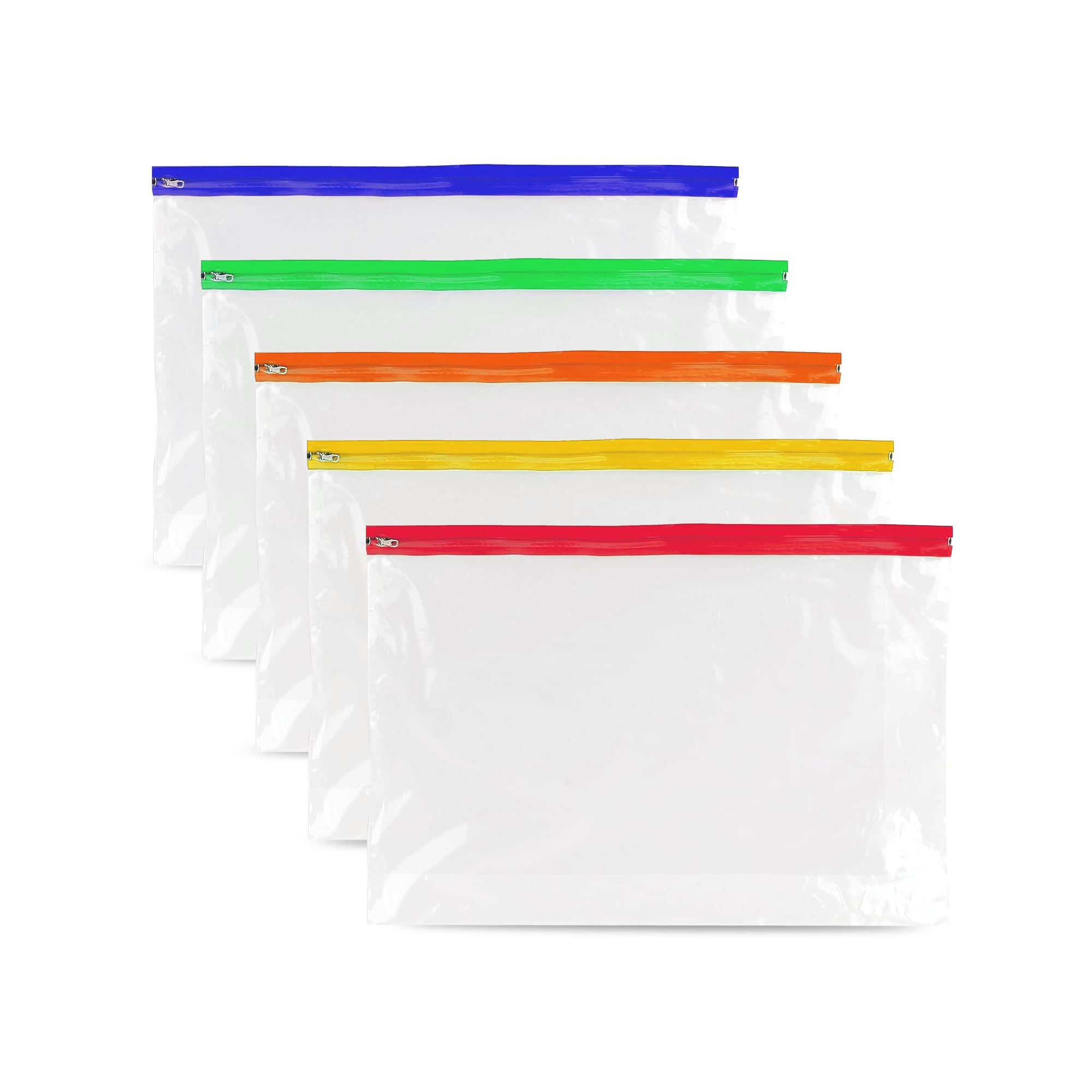 Sponsored Ad – Pack of 5 A4 Plus Zipper Pouch Document Bags Wallets - 370mm x 260mm Assorted Color, File Storage Zip Bag - Ziplock Document Holder