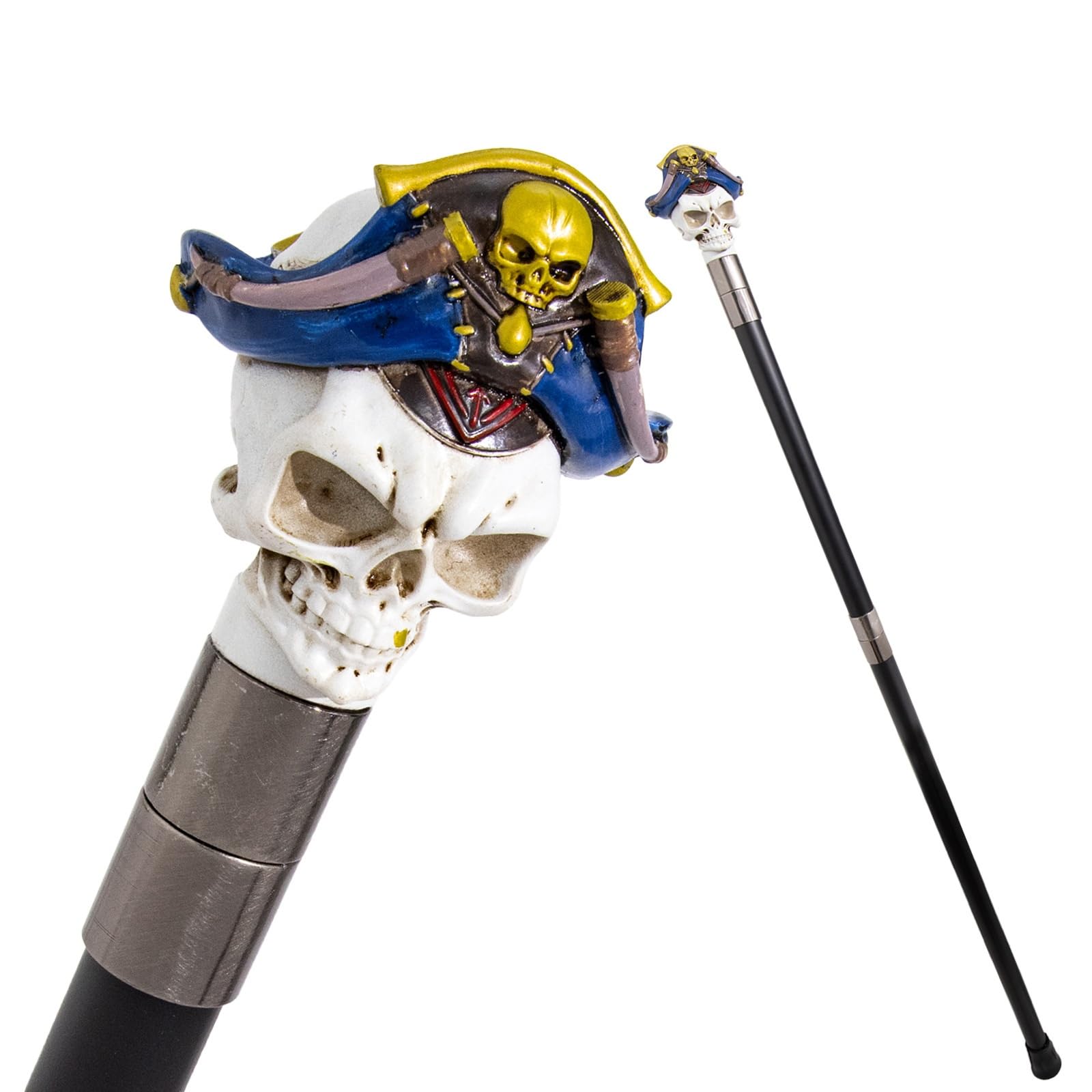 Bastón de lujo de resina con calavera azul estilo cetro vintage 8