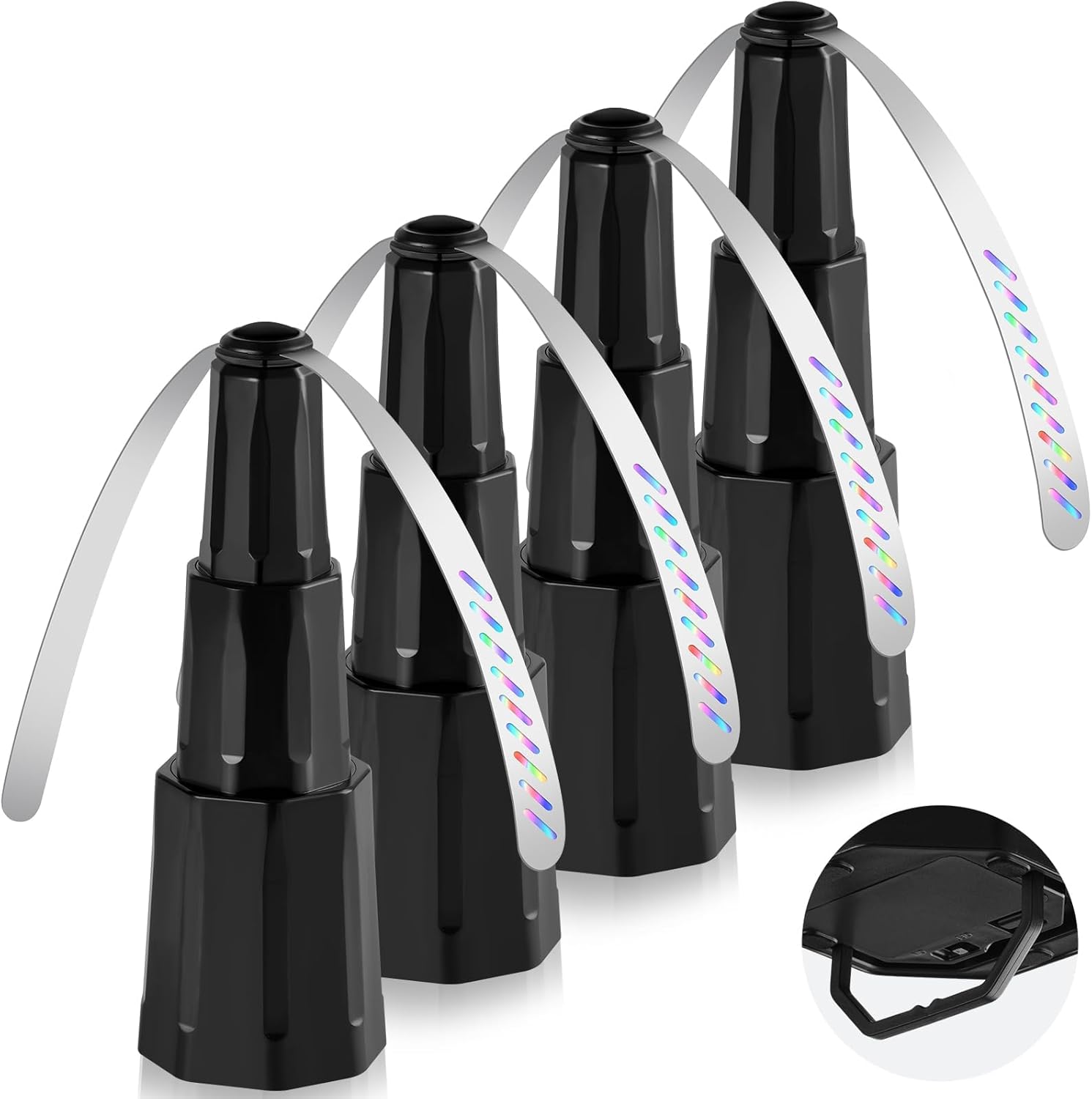 Fly Fans for Tables, Bug Fans with Holographic Blades, Battery Operated Fly Repellent Fan, Keep Flies Away from Picnic, BBQ, Restaurant, Party, Indoor and Outdoor, 4 Pack 4 Pack Brilliant Black