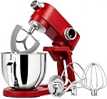 All-Metal Stand Mixer 5.3-Quart - Professional Kitchen Electric Food Mixer with Stainless Steel Mixing Bowl & Attachments for Baking, Dough & Cake, 8-Speed Control & Timer (Black)